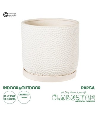 GloboStar® Artificial Garden PARGA 20452 Πήλινο Κεραμικό Κασπώ Γλάστρα - Flower Pot Μπεζ Φ23cm x Υ20.5cm